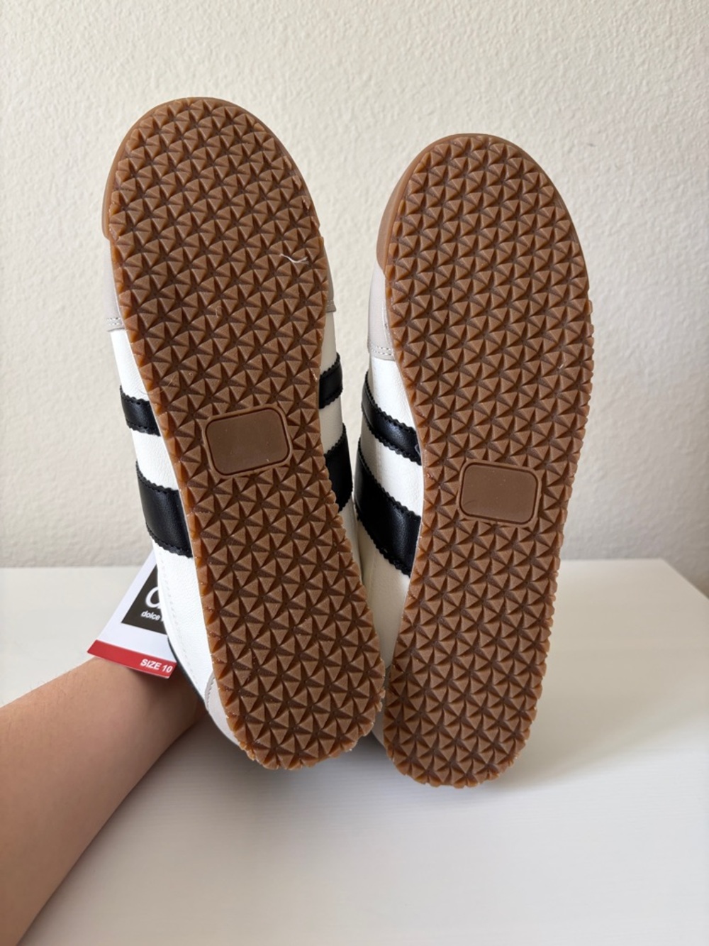 Dolce Vita White Sneakers with Black Stripes and Beige Accents - Picture 3 of 5